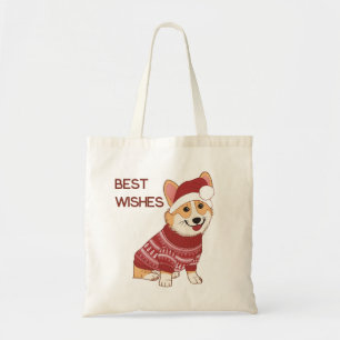 Bolsa Tote Saco de Compras de Natal Corgi de Suéter Vermelho