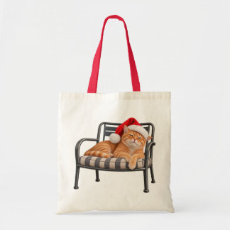 Bolsa Tote Saco de compras de Natal do Gato Santa Mal-humorad
