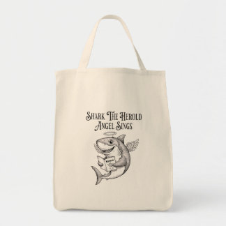 Bolsa Tote Saco de Compras de Natal Funny Shark Angel