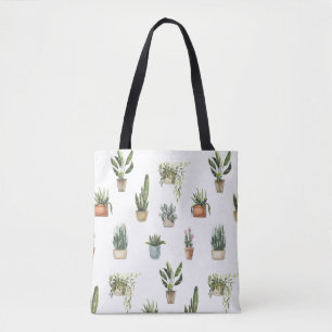 Bolsa Tote Saco de compras de plantas de quarto ilustradas e 