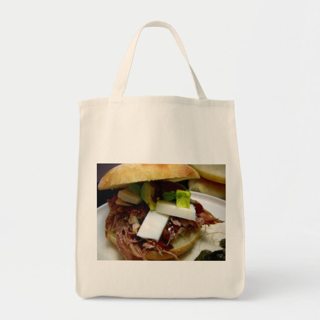 Bolsa Tote Saco de compras de sanduíche de carne de porco des (Frente)