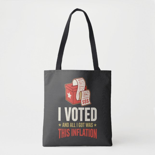 Bolsa Tote Saco de Compras de Supermercado Divertido Eu Votei (Frente)