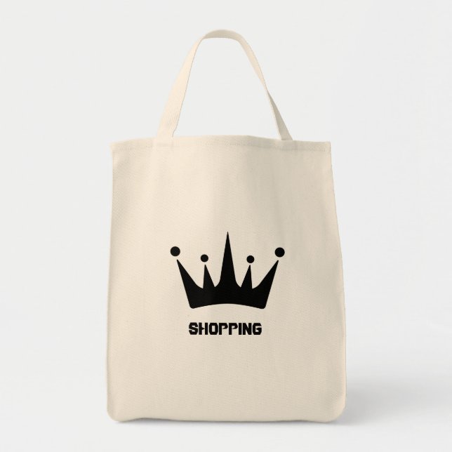 Bolsa Tote Saco de Compras de Tecido Personalizado Coroa Pret (Frente)