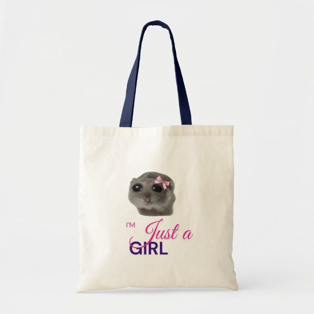 Bolsa Tote saco de compras de uma menina hamster triste (Frente)
