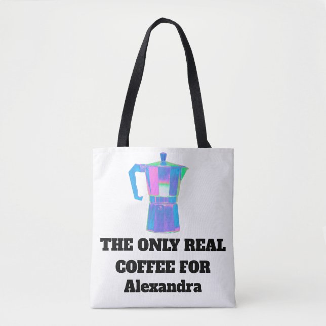 Bolsa Tote Saco de Compras Divertido para Snobe de Café com N (Frente)