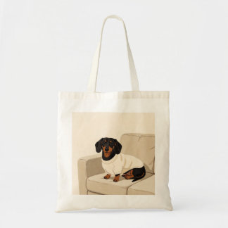 Bolsa Tote Saco de Compras Família Sofá Abraço Dachshund