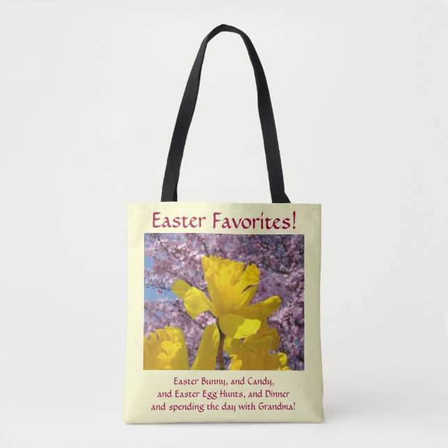 Bolsa Tote Saco de compras Favoritos de Páscoa Narcisos Flore (Frente)