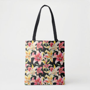 Bolsa Tote Saco de Compras Flor de Lírio Botânica
