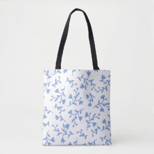 Bolsa Tote Saco de compras florais azul romântico
