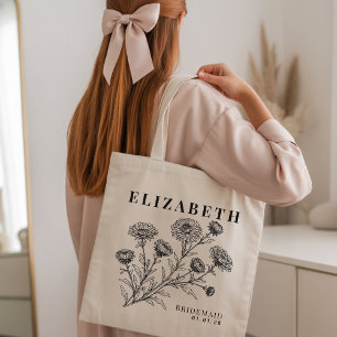 Bolsa Tote Saco de Compras Floral Personalizado para Presente