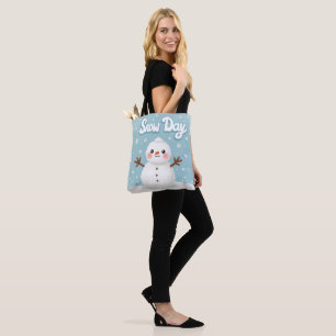Bolsa Tote Saco de Compras Fofo de Boneco de Neve de Dia de N