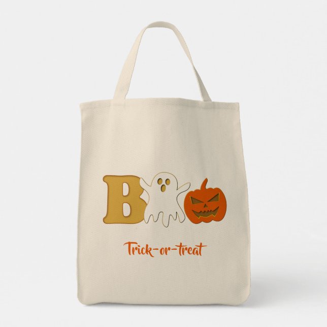 Bolsa Tote Saco de compras Funny Boo Halloween (Verso)