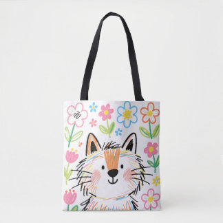 Bolsa Tote Saco de Compras Gato Rabiscado