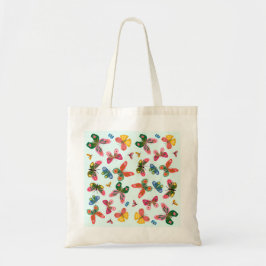 Bolsa Tote Saco de Compras Jardim de Borboletas Colorido