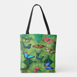 Bolsa Tote Saco de Compras Jardim de Borboletas Tropicais