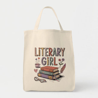 Bolsa Tote Saco de Compras Literário para Meninas, Saco de Co