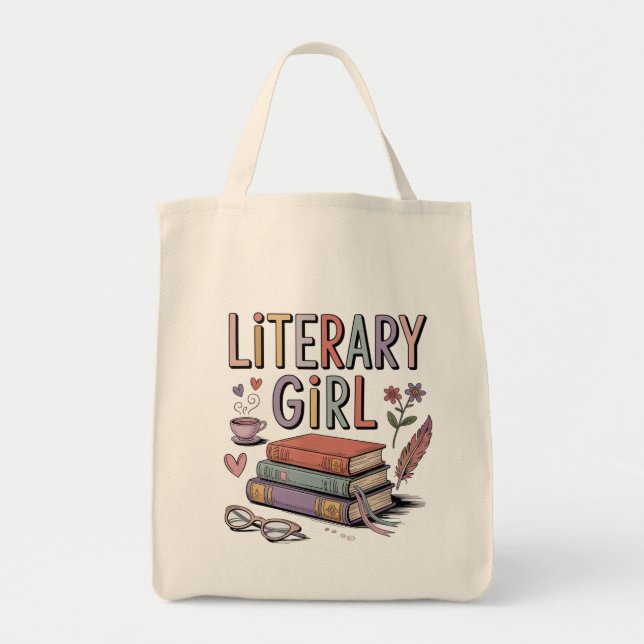 Bolsa Tote Saco de Compras Literário para Meninas, Saco de Co (Frente)