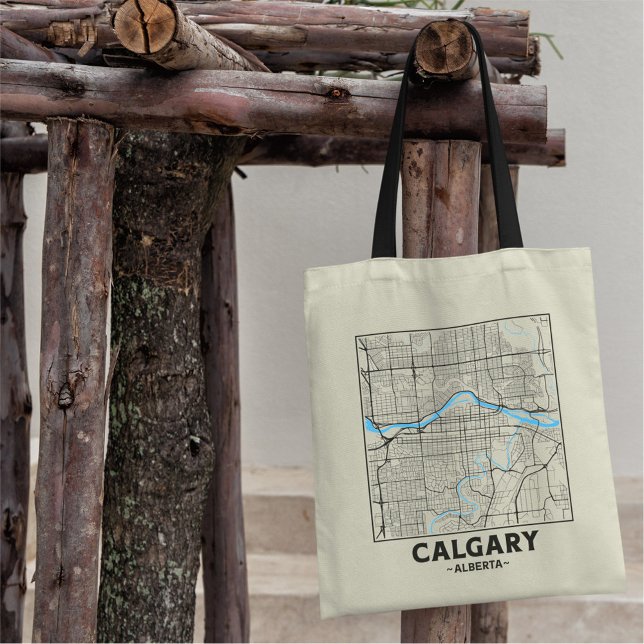 Bolsa Tote Saco de Compras Mapa da Cidade de Calgary, Alberta (Criador carregado)