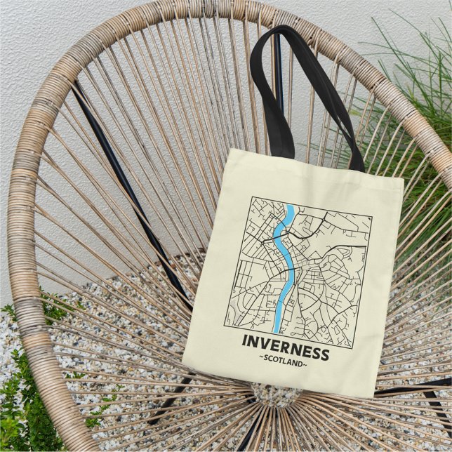 Bolsa Tote Saco de compras mapa da cidade de Inverness, Escóc (Criador carregado)