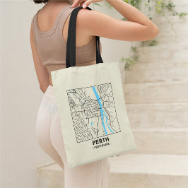 Bolsa Tote Saco de Compras Mapa da Cidade de Perth, Escócia