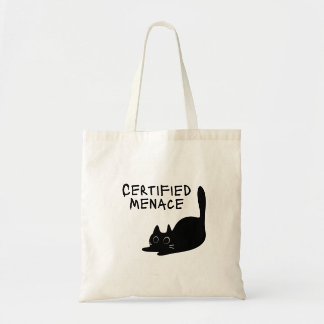 Bolsa Tote Saco de Compras Menace Certificado - Preto (Frente)