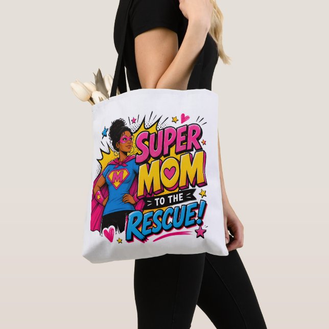 Bolsa Tote Saco de Compras Multicultural Supermãe ao Resgate (Close Up)