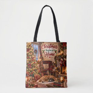Bolsa Tote Saco de Compras Natal Começa em Casa