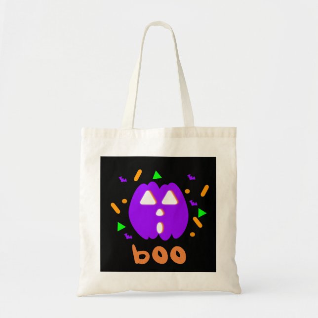 Bolsa Tote Saco de compras Neon Abóbora Dia das Bruxas (Frente)