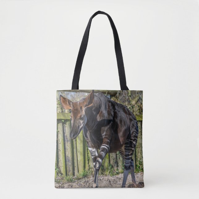 Bolsa Tote Saco de compras Okapi no zoológico (Frente)