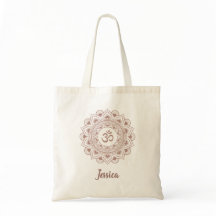 Saco de Compras Om Mandala Nome Rosa Poento Ioga I