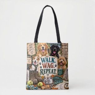 Bolsa Tote Saco de compras para amantes de cães e caminhadas