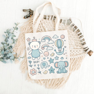 Bolsa Tote Saco de Compras para Chá de Bebê Caprichoso