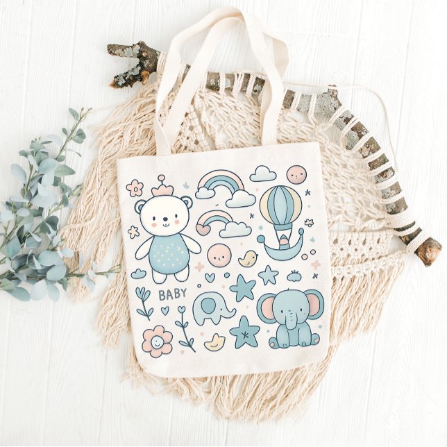 Bolsa Tote Saco de Compras para Chá de Bebê Caprichoso (Criador carregado)