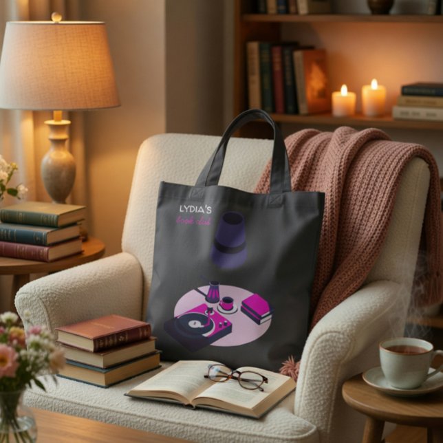 Bolsa Tote Saco de compras para clube do livro com nome perso (Criador carregado)