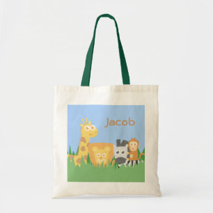 Bolsa Tote Saco de Compras para Crianças com Animais de Safar