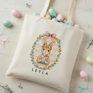 Bolsa Tote Saco de Compras Pastel Personalizado do Coelho da