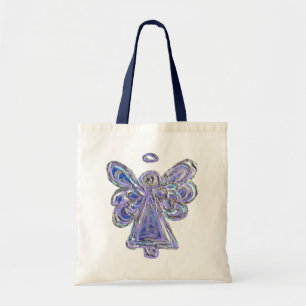 Bolsa Tote Saco de Compras Personalizado Anjo Guardião Roxo