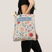 Saco de Compras Personalizado Com Arte Floral Fran