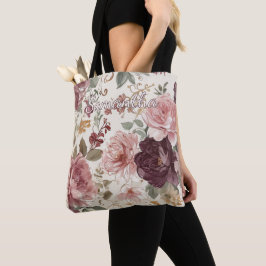 Bolsa Tote Saco de Compras Personalizado Com Arte Floral Fran