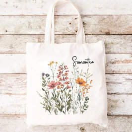 Bolsa Tote Saco de compras personalizado com flores silvestre