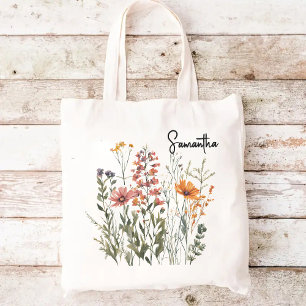 Bolsa Tote Saco de compras personalizado com flores silvestre
