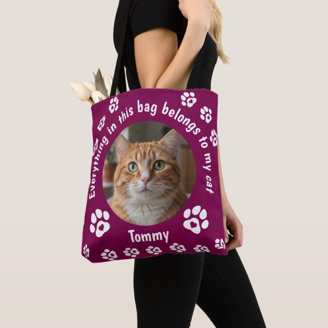 Bolsa Tote Saco de Compras Personalizado com Foto de Gato (Close Up)