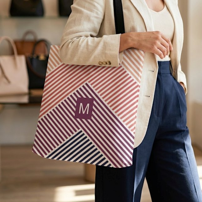 Bolsa Tote Saco de Compras Personalizado Com Padrão de Listra (Criador carregado)