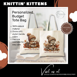Bolsa Tote Saco de Compras Personalizado para Gatos de Tricô