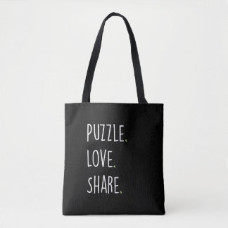 Bolsa Tote Saco de compras. Puzzle. Amor. Compartilhe.