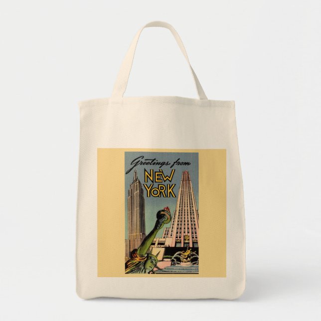 Bolsa Tote Saco de Compras Retro Nova York (Frente)