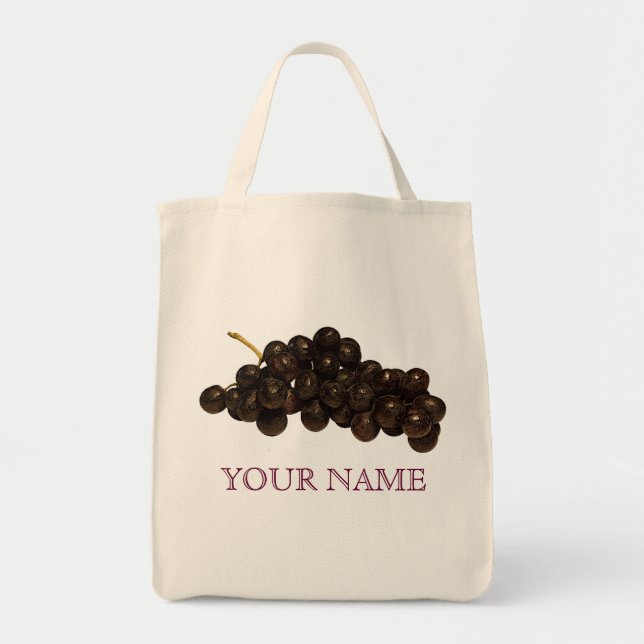 Bolsa Tote Saco de compras reusável das uvas roxas (Frente)