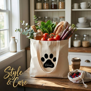 Bolsa Tote Saco de Compras Reutilizável com Nome Personalizad