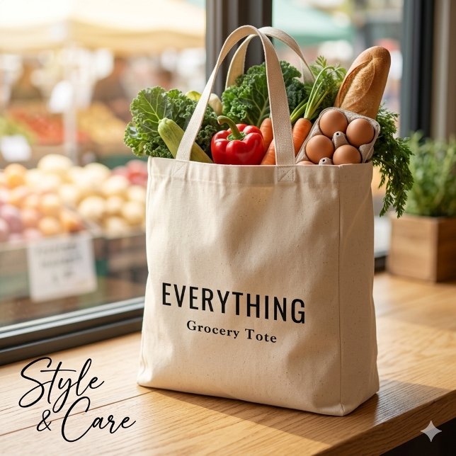 Bolsa Tote Saco de Compras Reutilizável Personalizado (Personalized Everything Reusable Grocery Tote Bag)