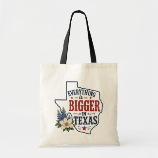 Bolsa Tote Saco de Compras Reutilizável Tudo é Maior no Texas